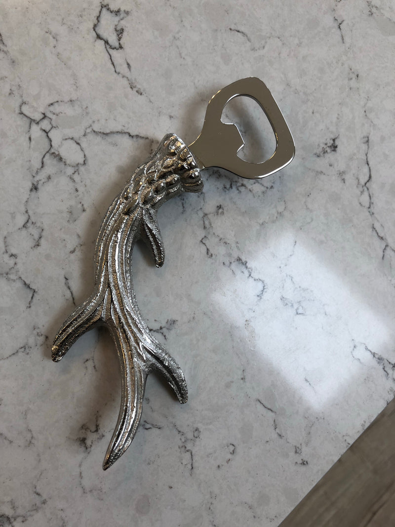 Silver metal antler bottle opener