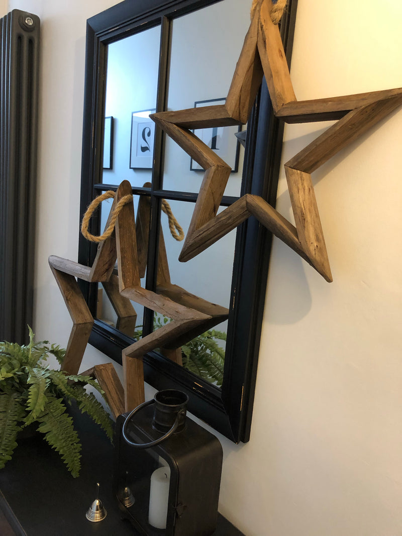 Medium Rustic Wood Hanging Star