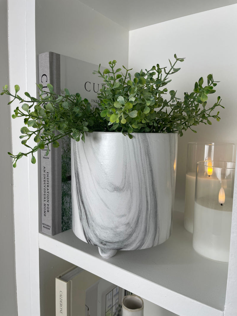 Large Chunky marble plant pot on feet