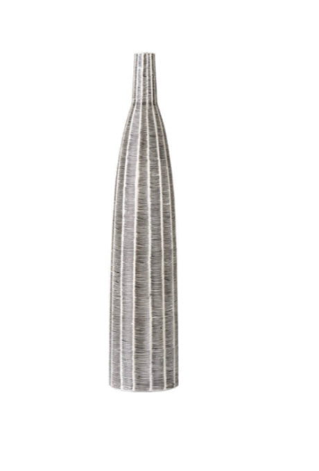 Tall Slender Tapered lined Scalloped Detail Vase