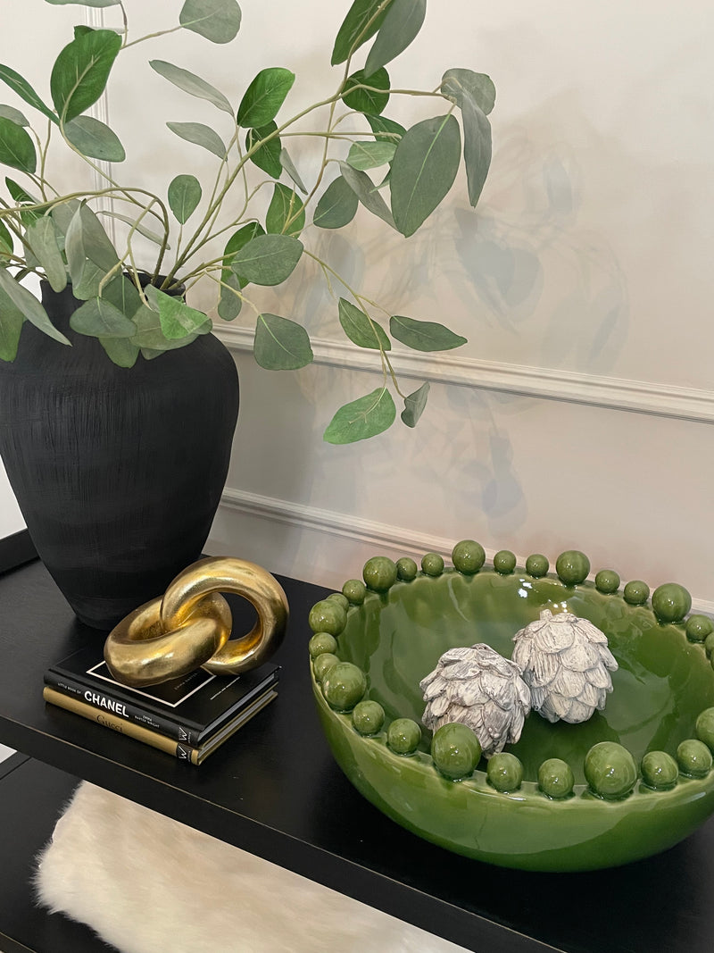 Green chunky ceramic bobble bowl