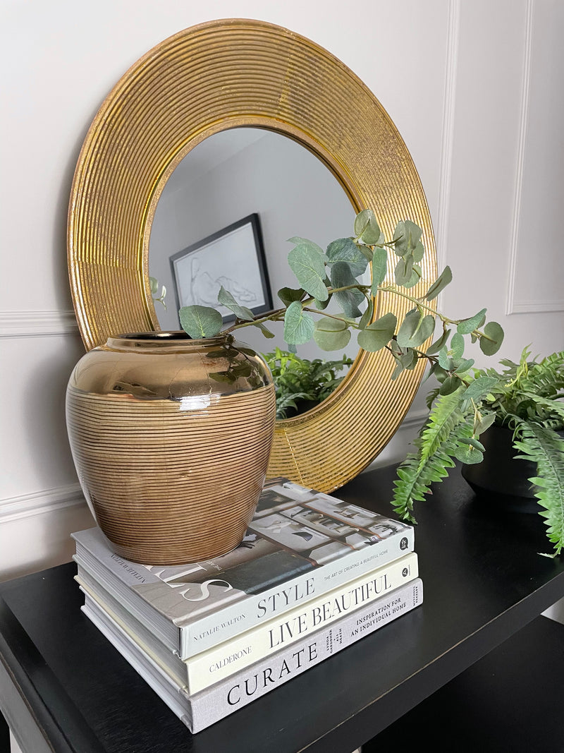 Bronze Chunky Squat Ribbed Vase