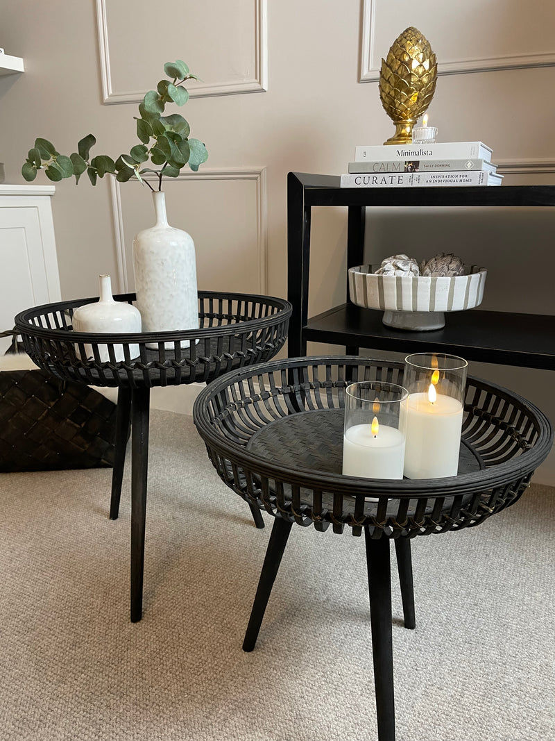 Medium bamboo round side table