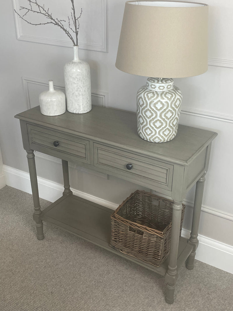 Taupe two drawer console