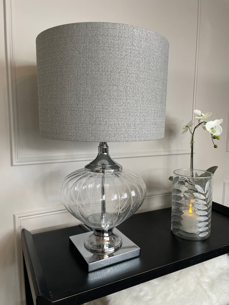 Bulbous Verona glass chunky lamp with shade