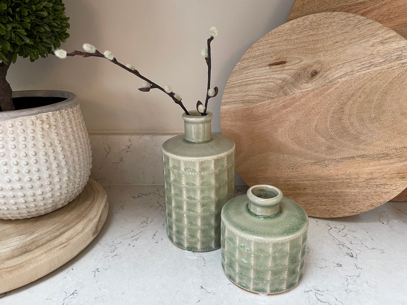 Sorrento pale green bottle vase, two sizes