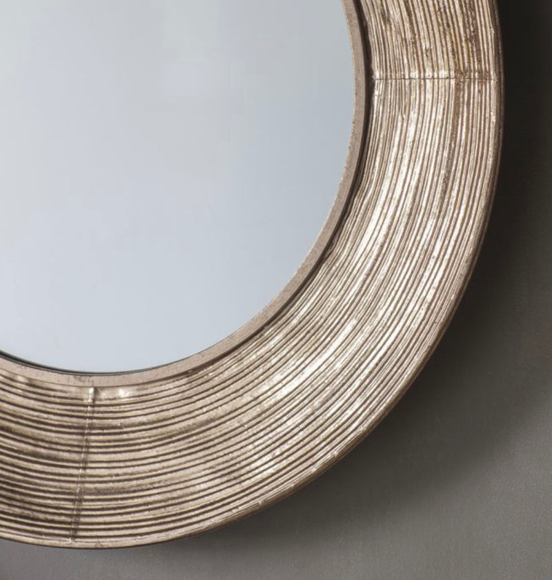 Large Gold ribbed edge round mirror 72cm