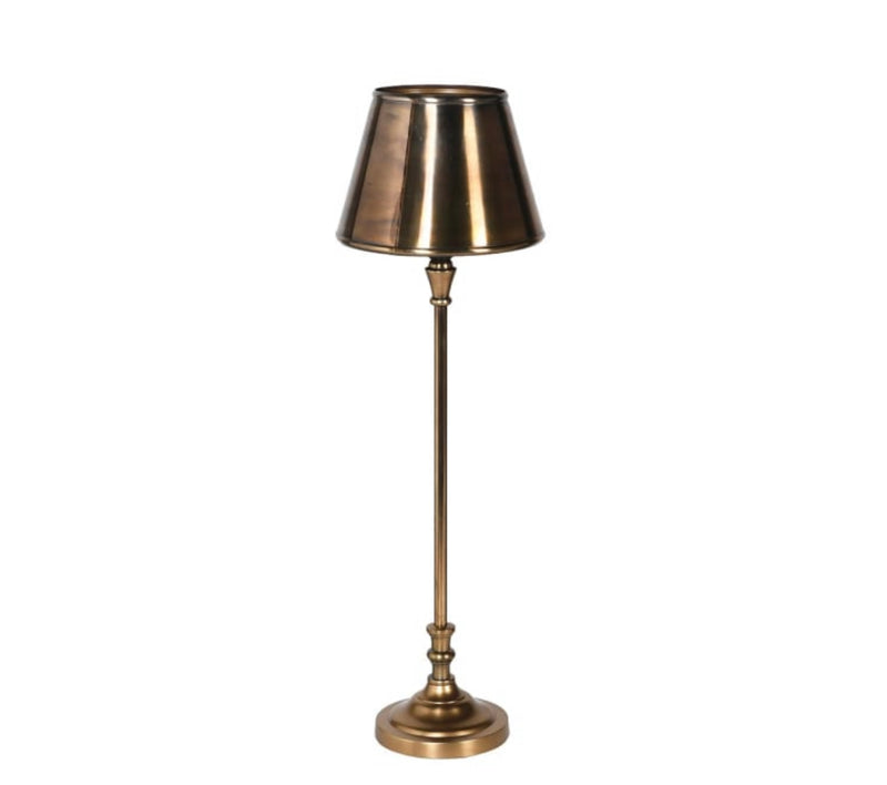 Antique brass gold slim lamp with metal shade
