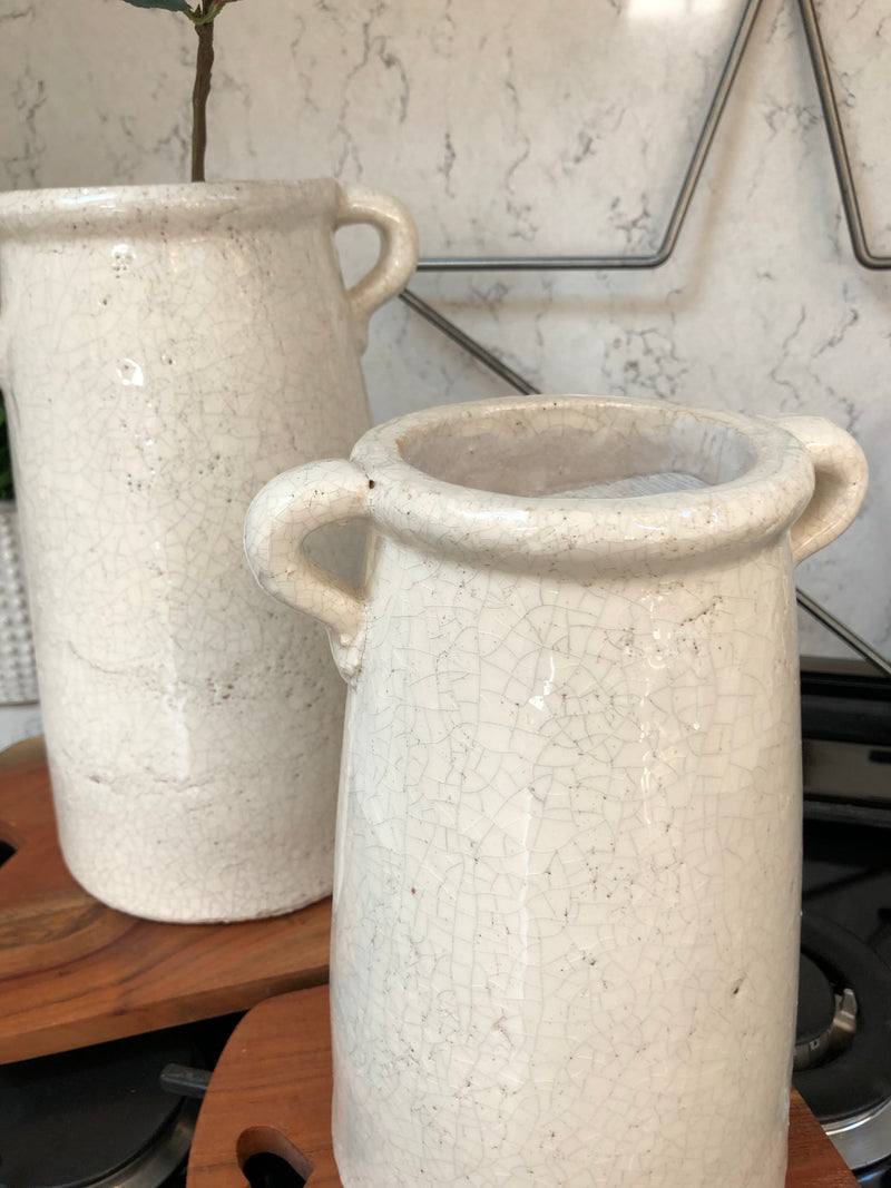Ravello crackle glaze vase pot jar large