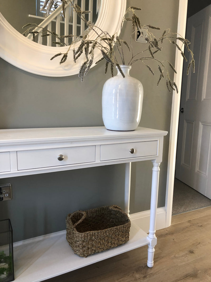 White large long 3 drawer console table
