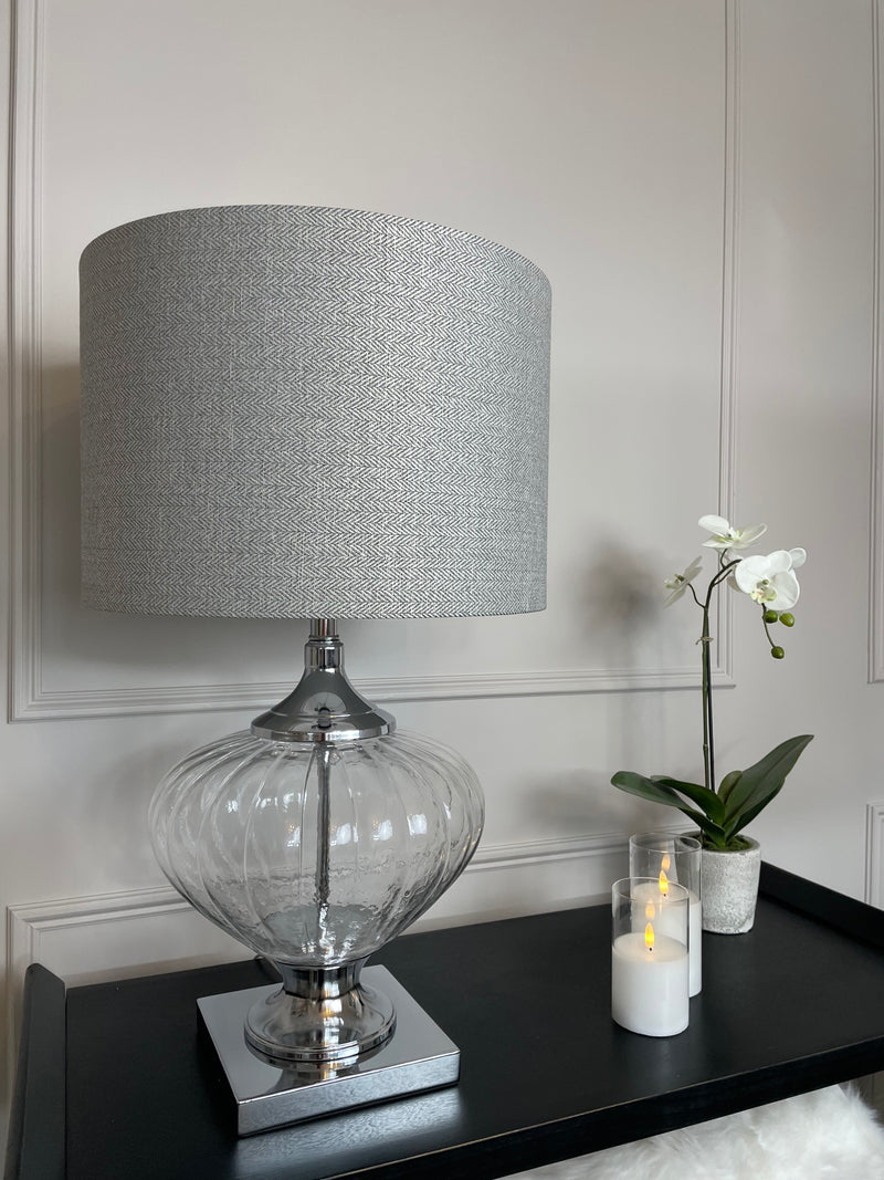 Bulbous Verona glass chunky lamp with shade