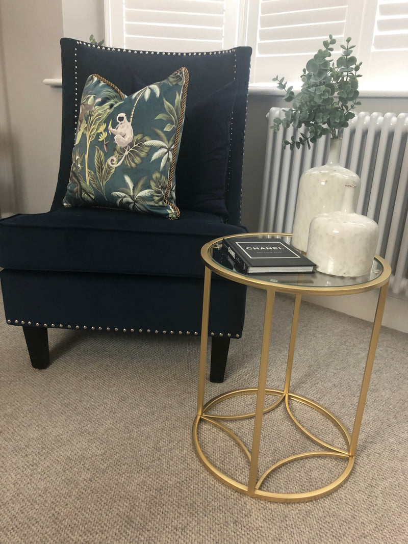 Gold glass round side table