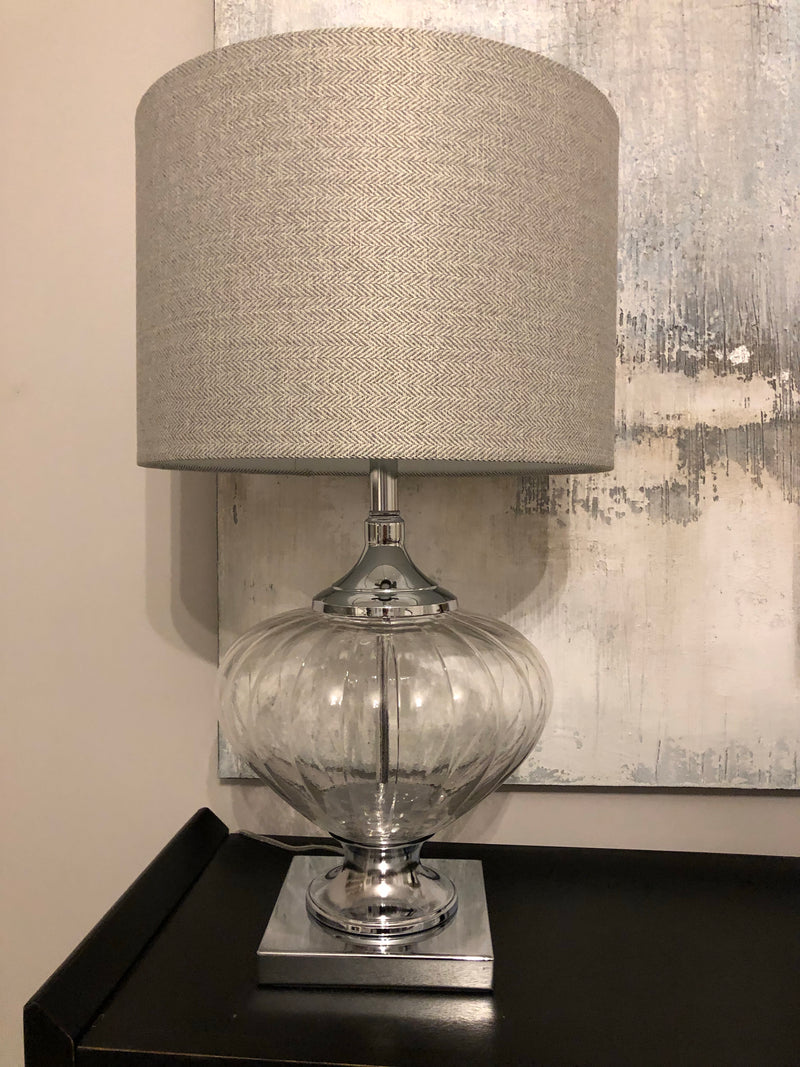 Bulbous Verona glass chunky lamp with shade