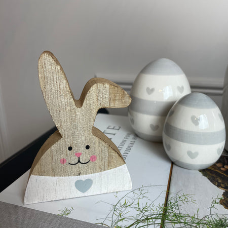 Easter Wooden white rabbit