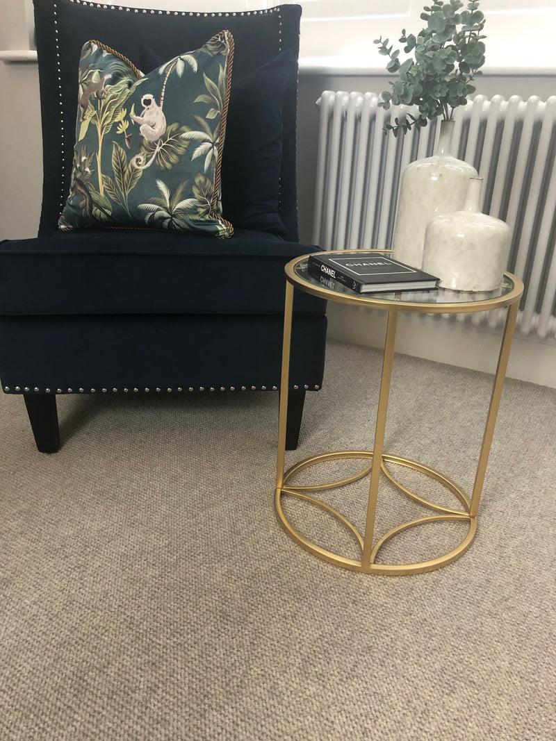 Gold glass round side table