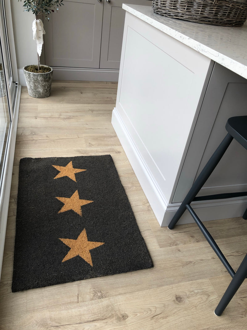 3 star doormat rug coir charcoal 2 sizes