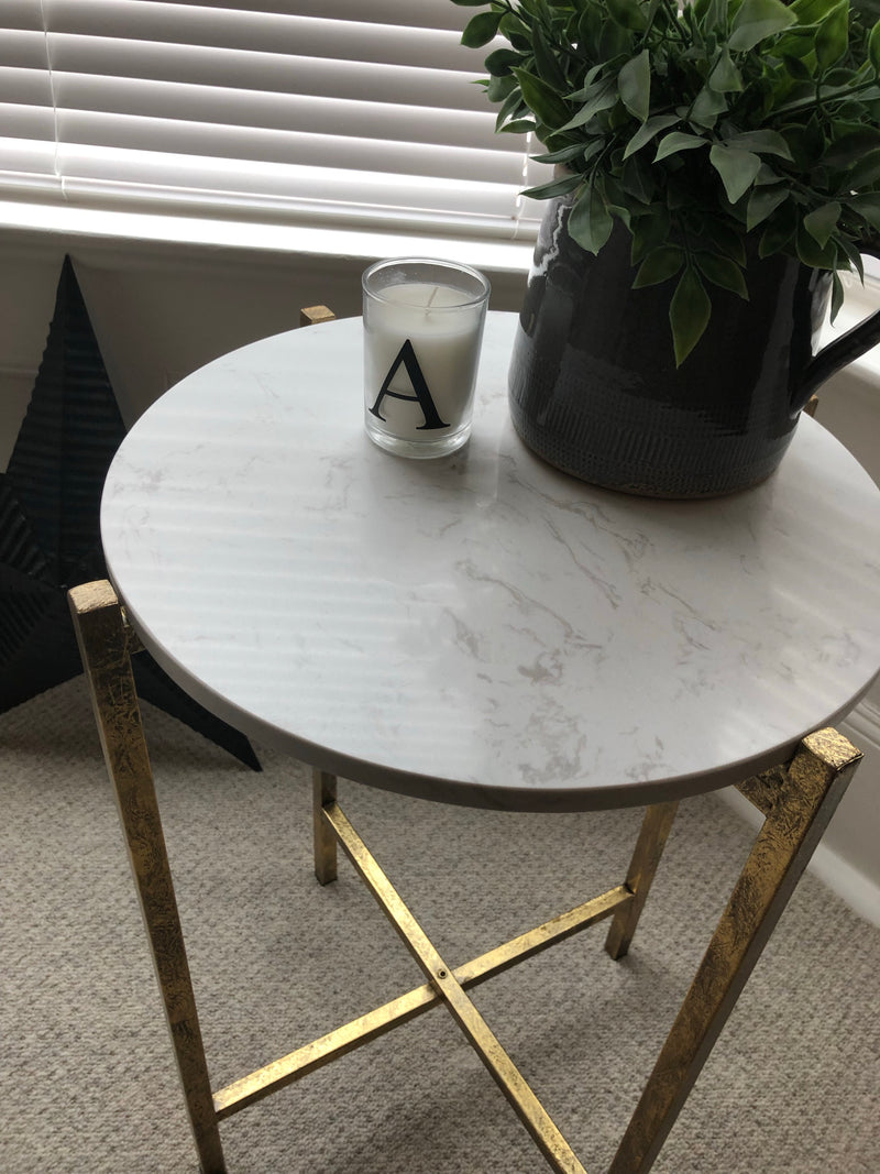 White Marble topped gold table