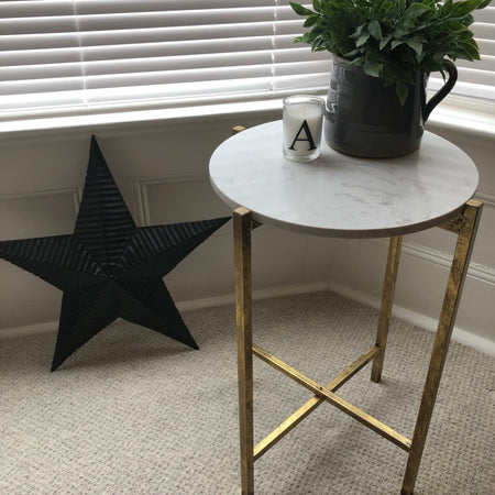 White Marble topped gold table