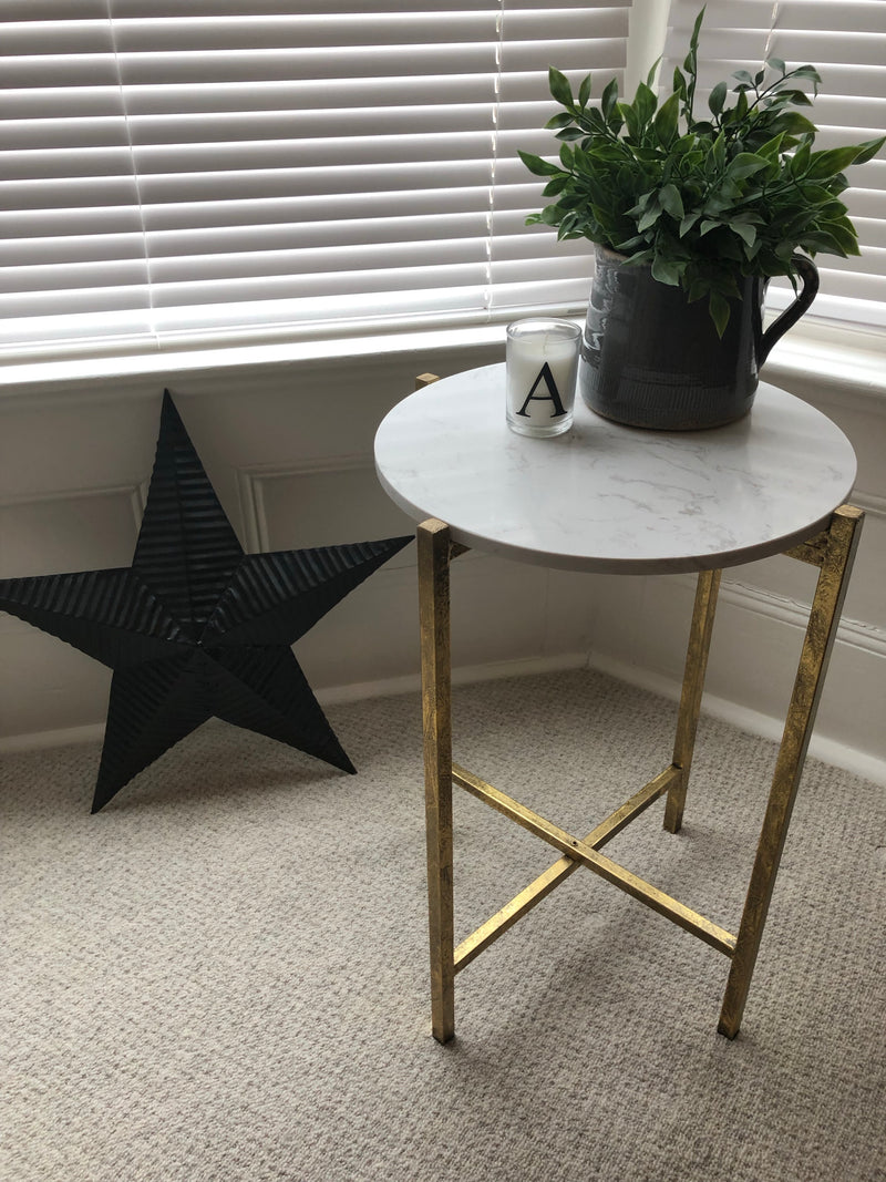 White Marble topped gold table