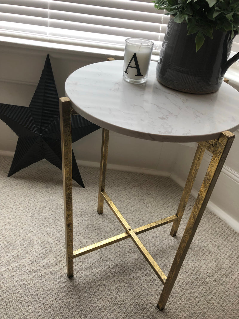 White Marble topped gold table